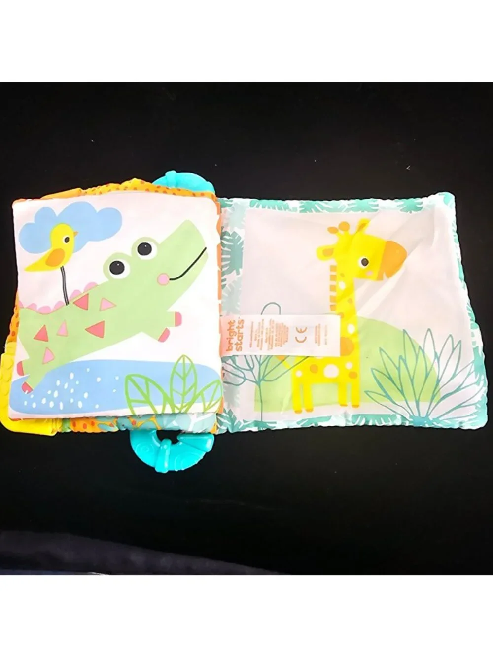 Bright Starts Baby Activity Soft Book With Teether Handle - Jungle Animals Theme